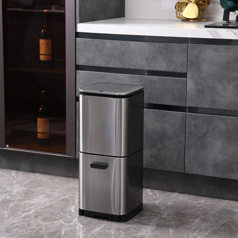 square stainless steel trash can