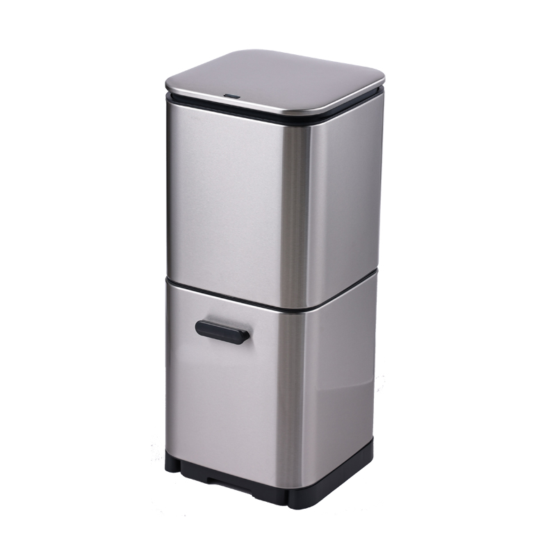 stainless steel trash and recycling bin