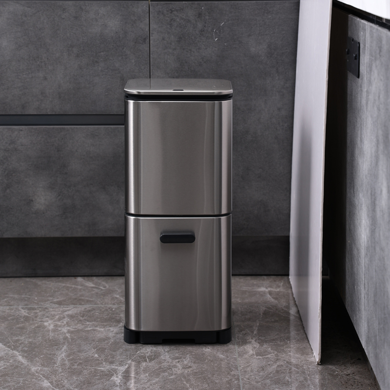tall stainless steel garbage can